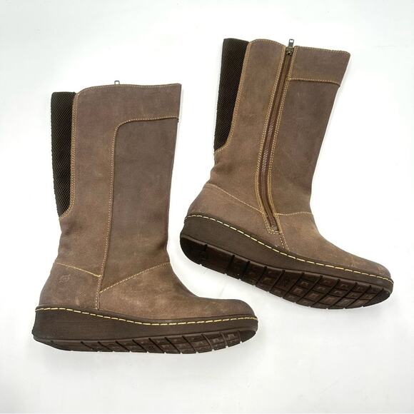 Born Shoes - NEW - BORN women's wedge leather midcalf boots - brown - size 8.5